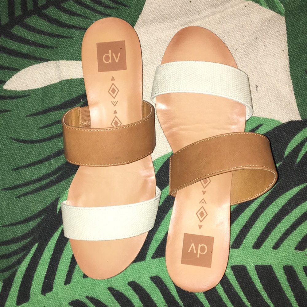 Tan and White casual sandals